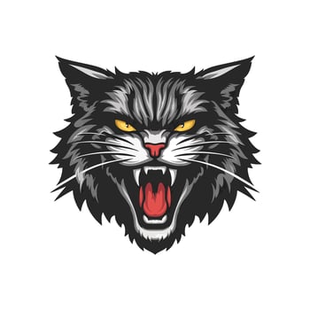 cat roar logo design illustration icon vector