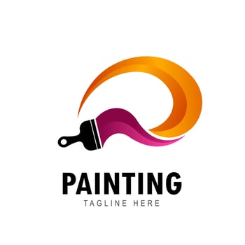 Paintbrush colorful gradient logo for painting business vector