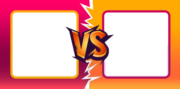 modern versus duel background. competition fighting vs banner. two sides of team fighting each other. comic style illustration vs design vector