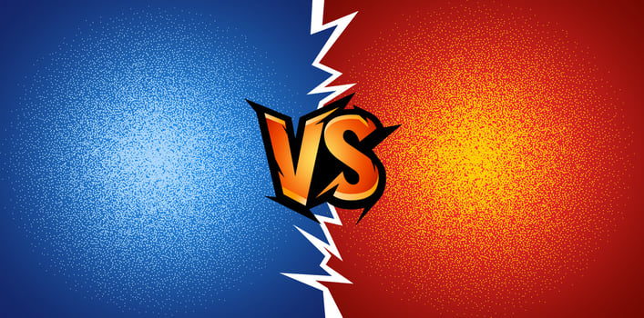 modern versus duel background. competition fighting vs banner. two sides of team fighting each other. comic style illustration vs design vector