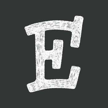 Hand-drawn chalk textured uppercase letter E for school creative lettering design projects. vector