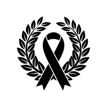 Black ribbon with laurel wreath icon vector