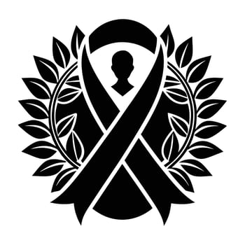 Black awareness ribbon with a silhouette of a man vector