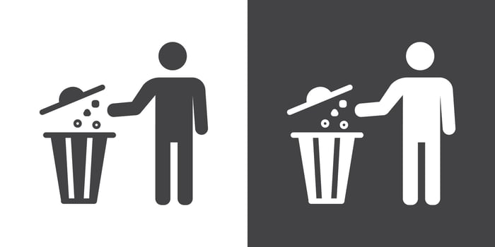 Waste Bin icon Thin line illustration set vector