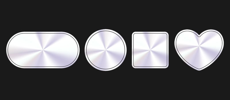 Shinny Holographic Sticker Shapes Set vector