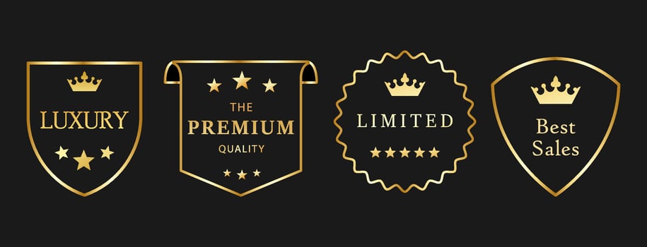 Gold Premium Quality Badges vector