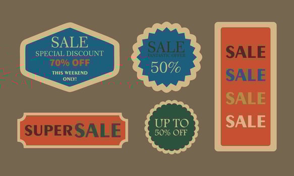Vintage Style Sale Discount Stickers vector