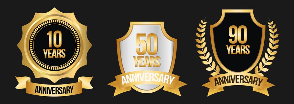 Gold Anniversary Years Badge Design Set vector