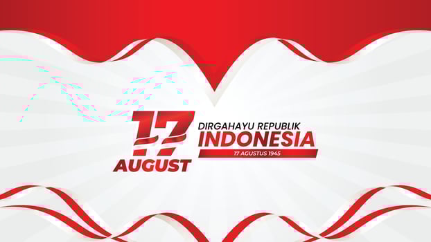 17 August. Indonesia happy independence day greeting card, banner, and texture background. Gradient indonesia independence day horizontal banner template vector
