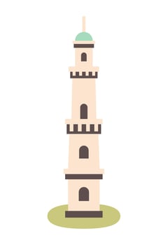 Lighthouse icon isolated on white background. Tall tower with windows. vector