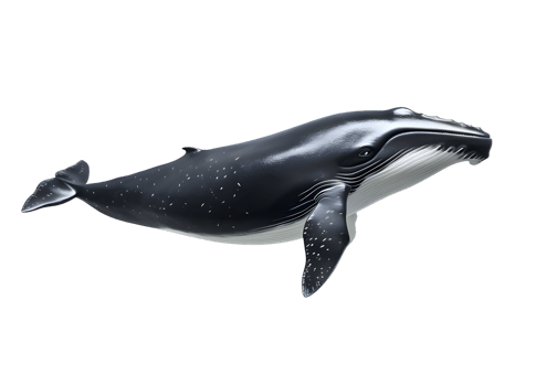 Humpback Whale Swimming in the Ocean. Isolated on transparent background png