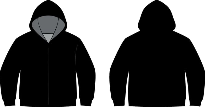 front and back part black Hooded sweater vector