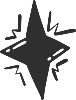 Star icon with glitter and sparkles. Shiny magic hand drawn element. Retro decoration. Cartoon doodle pictogram. png