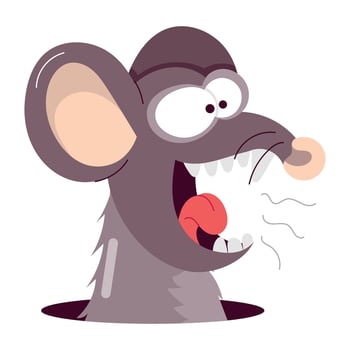 Basic RGBA flat style sticker of rat scream vector