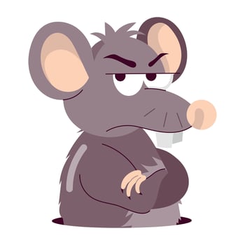 Basic A flat sticker showing rat with unamused expressions RGB vector