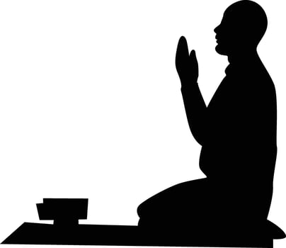 Moslem praying black silhouette vector