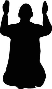 Black Silhouette of Praying Muslim Design vector