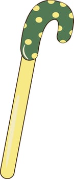 A green and yellow polka dot umbrella vector