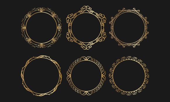 Elegant Gold Circular Decorative Frame Set for Luxury Design Projects vector