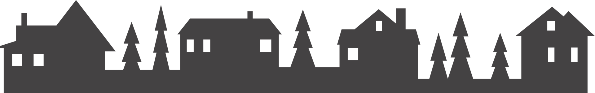 Town and village houses on skyline. Silhouette of small buildings in neighborhood. Christmas rural simple drawing. Winter country landscape with trees png