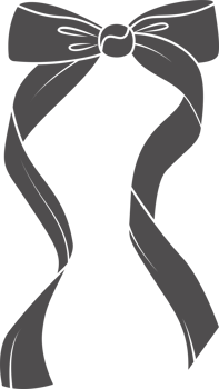 Ribbon bow with knot for gift and hair. Icon and doodle black silhouette. Hand drawn flat design for birthday and Christmas holidays presents decoration. Fashion accessory. png