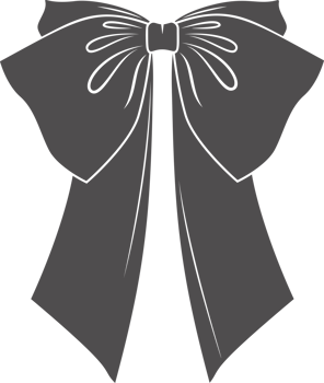 Ribbon bow with knot for gift and hair. Icon and doodle black silhouette. Hand drawn flat design for birthday and Christmas holidays presents decoration. Fashion accessory. png