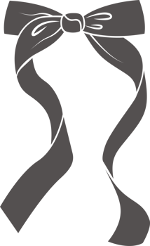 Ribbon bow with knot for gift and hair. Icon black silhouette. Hand drawn flat design for birthday and Christmas holidays presents decoration. Fashion accessory. png