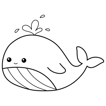 Ocean whale doodle png