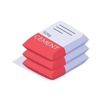 Isometric icon of cement bags, essential for construction and building projects vector