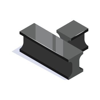 Metal work, trendy isometric of steel beam in modern style vector
