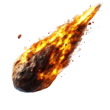 A large asteroid is flying through the air png