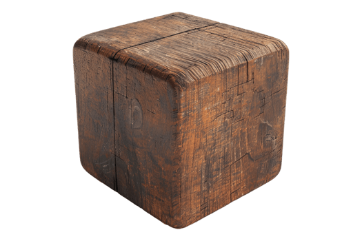 A wooden cube on transparent background png