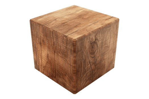 Wooden cuboid isolated on transparent background. png