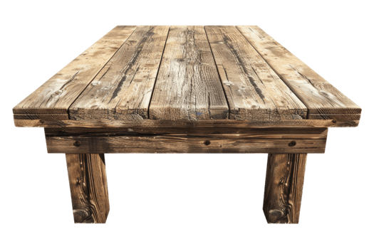 Wooden plank table isolated on transparent background. png