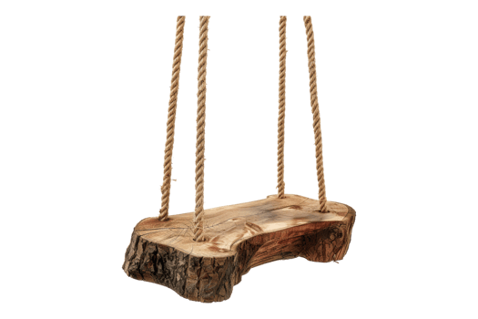 Wooden swing isolated on transparent background. png