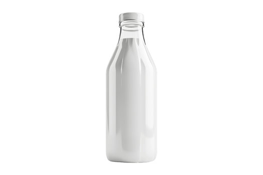Milk in glass bottle isolated on transparent background. png