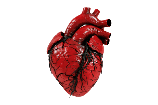 Red heart model isolated on transparent background. png
