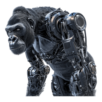 Robotic gorilla Isolated on transparent background. png