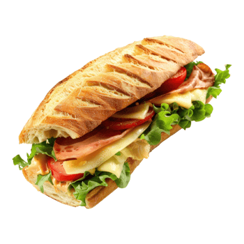 Ciabatta sandwich Isolated on transparent background. png