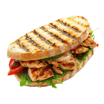 Chicken panini isolated on transparent background. png