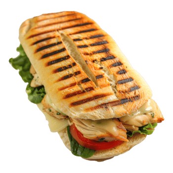 A grilled sandwich with chicken and lettuce png