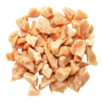 Chicken breast chunks on transparent background png