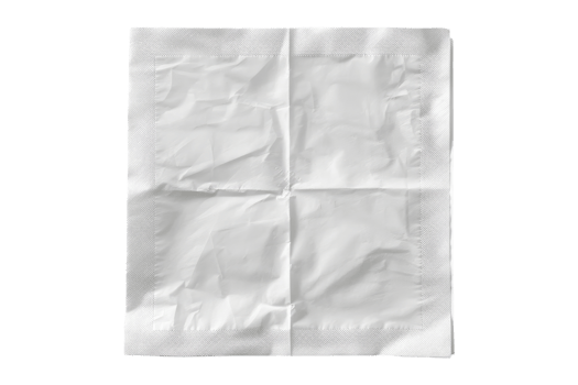 Blank white paper napkin isolated on transparent background. png