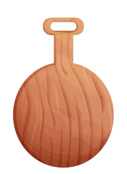 Circle shaped kitchen board of wooden material for chopping food vector