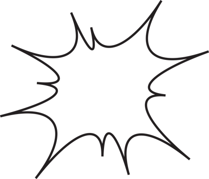 Comic speech bubble. Manga pop art outline frame for text. Box for dialog and messages. Chat shape of shock shout and scream actions. png