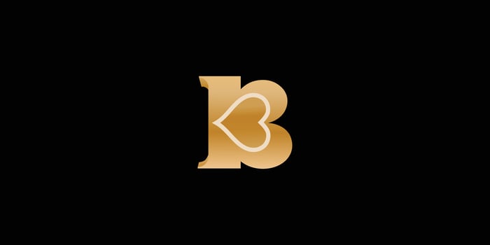 Elegant Gold Letter B with Heart Cutout Luxury Initial Monogram Logo vector