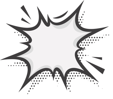 Manga speech bubble. Comic text frame with pop art halftone dotted effect. Balloon chat shape for dialog. Cloud for shock shout and scream action messages. Irregular cartoon decoration png