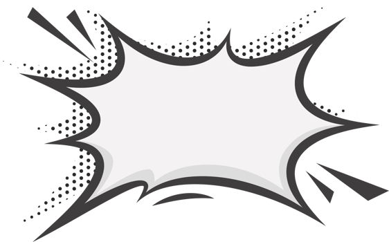 Manga speech bubble. Comic text frame with pop art halftone dotted effect. Balloon chat shape for dialog. Cloud for shock shout and scream action messages. Irregular cartoon decoration png