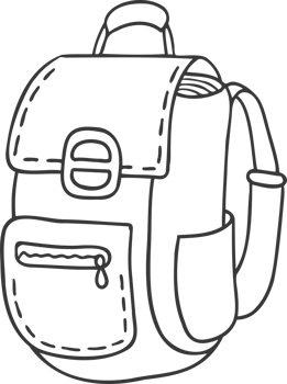 School bag line art hand drawn illustration. png