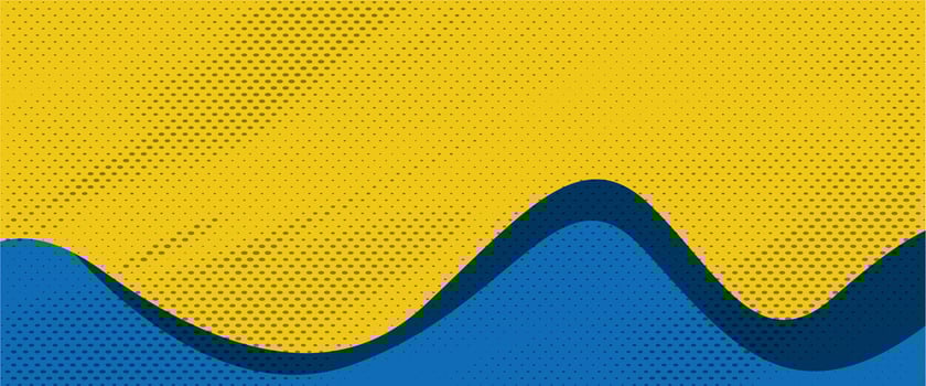 A blue and yellow wave pattern on a yellow background vector